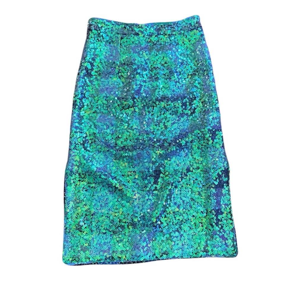 Anthropologie Maeve Sequin Plaid Palette Blue Skirt NWT - Picture 5 of 15